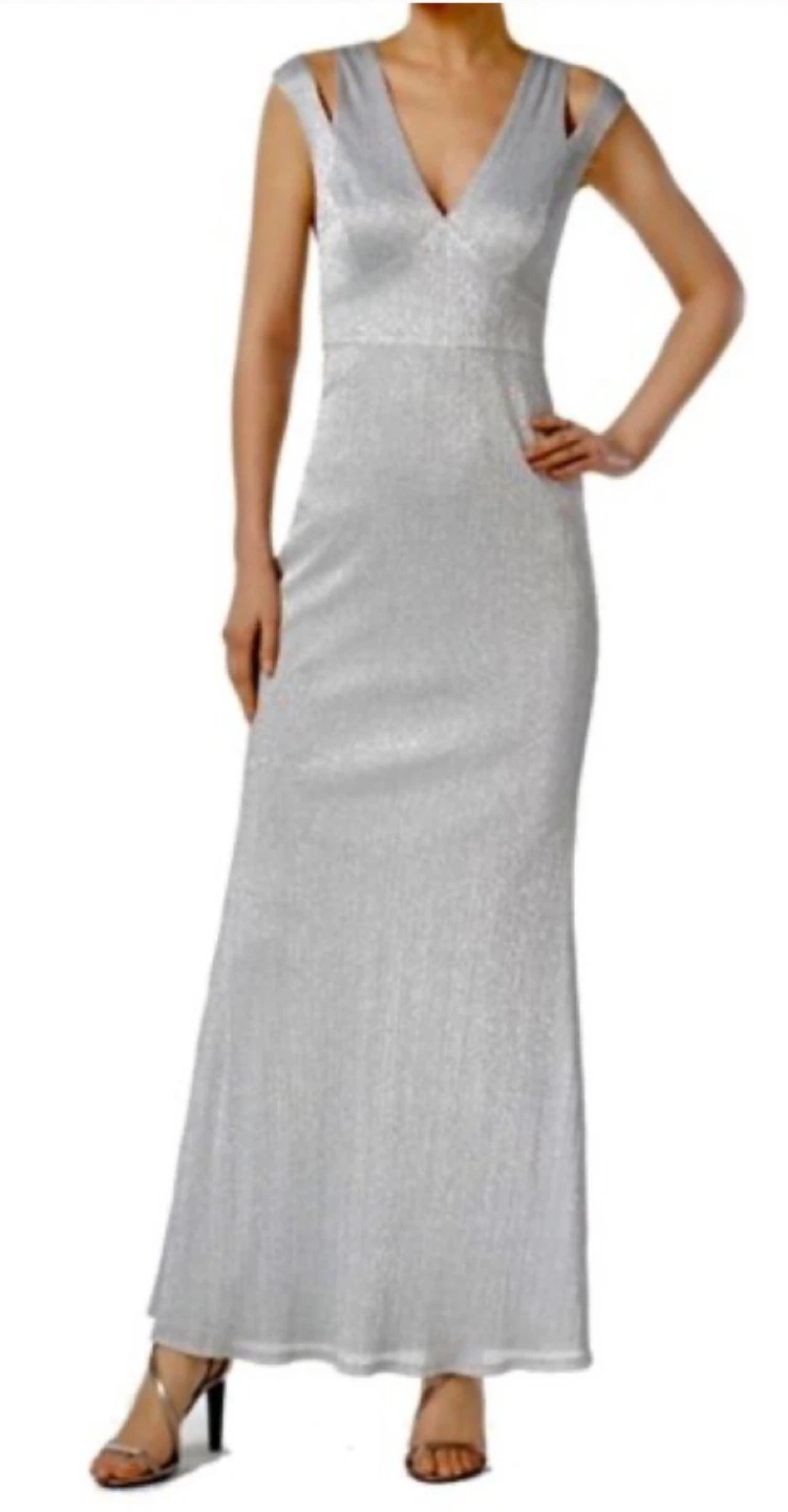 Calvin Klein Silver Sparkle Maxi Dress - small - photo 3