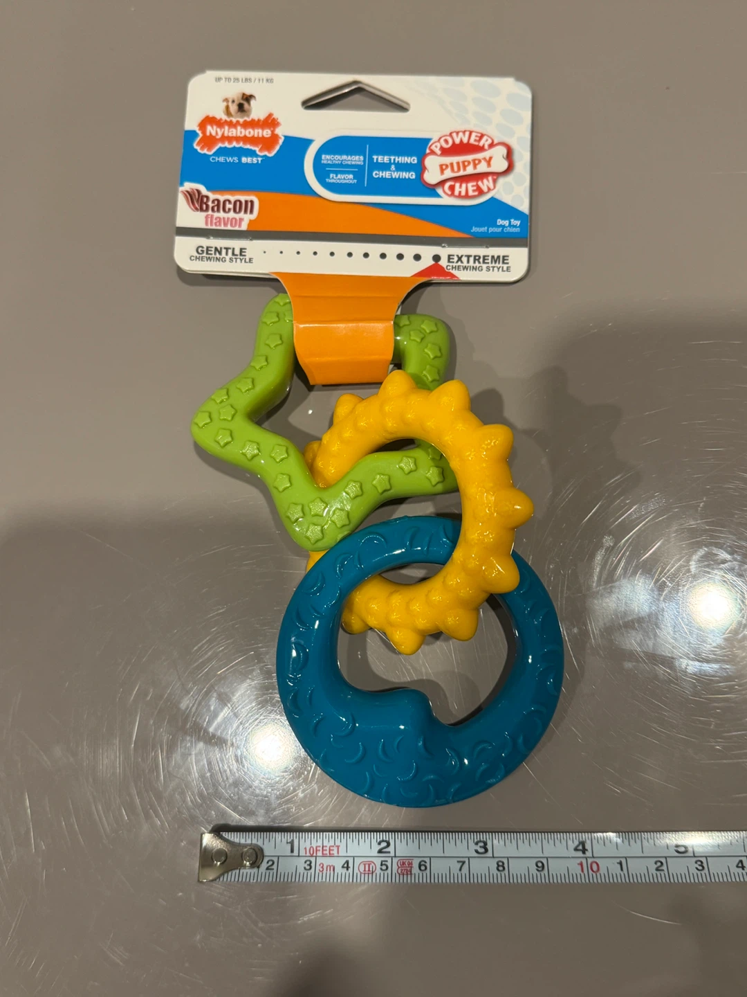 Nylabone Power Puppy Chew Teething Ring Dog Toy - Bacon Flavor - photo 4