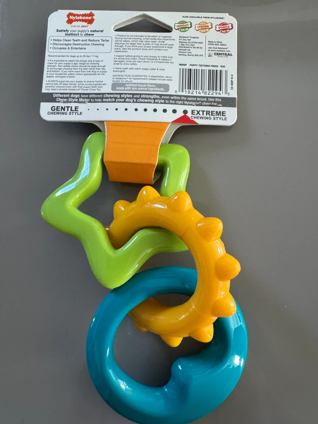 Nylabone Power Puppy Chew Teething Ring Dog Toy - Bacon Flavor - photo 2