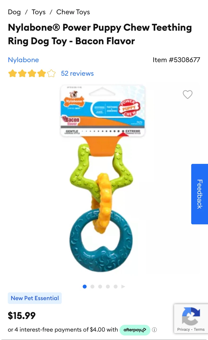 Nylabone Power Puppy Chew Teething Ring Dog Toy - Bacon Flavor - photo 5