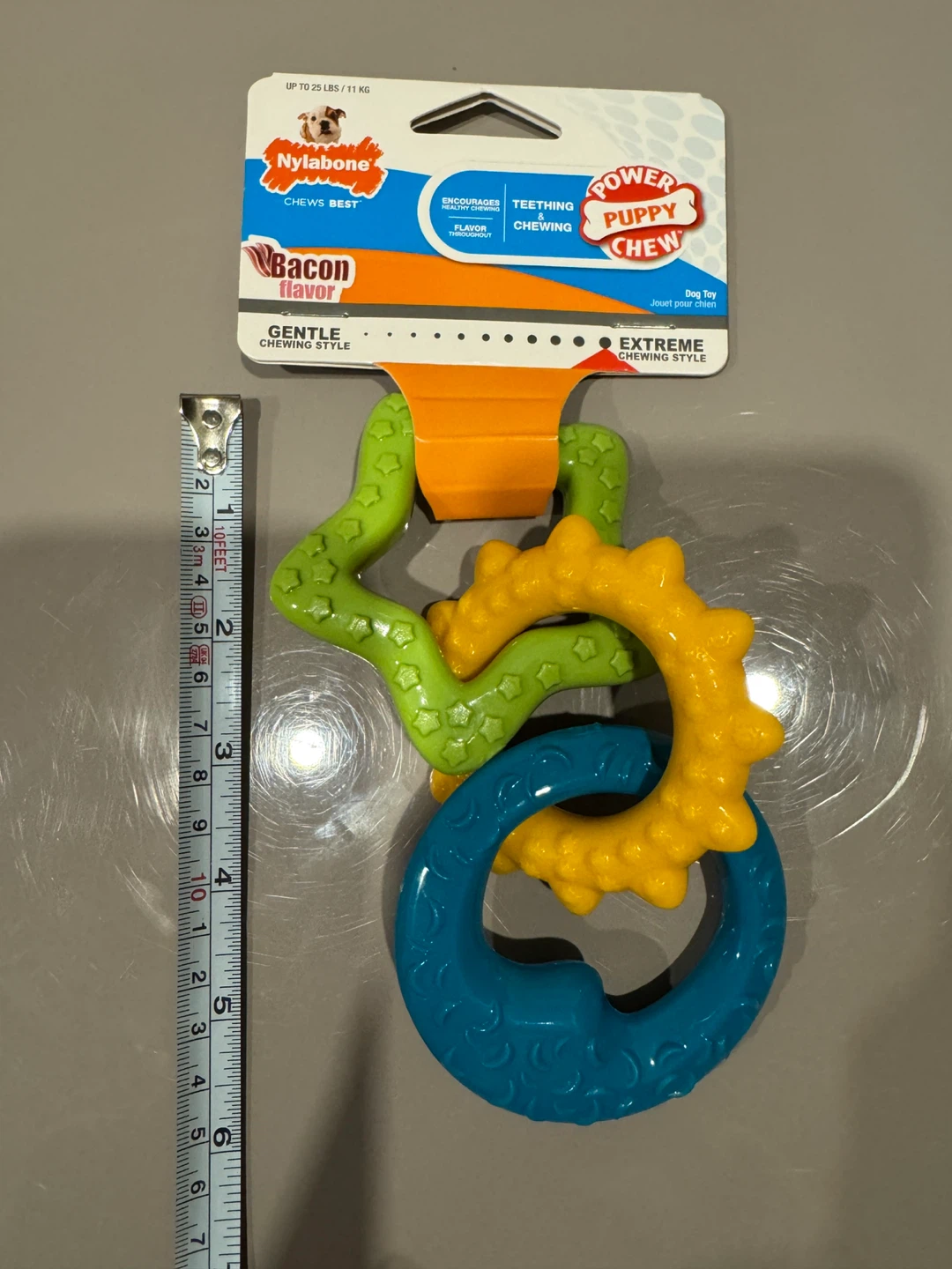 Nylabone Power Puppy Chew Teething Ring Dog Toy - Bacon Flavor - photo 3