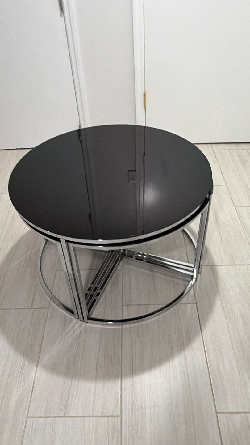 Black Glass Nesting Coffee Table Set