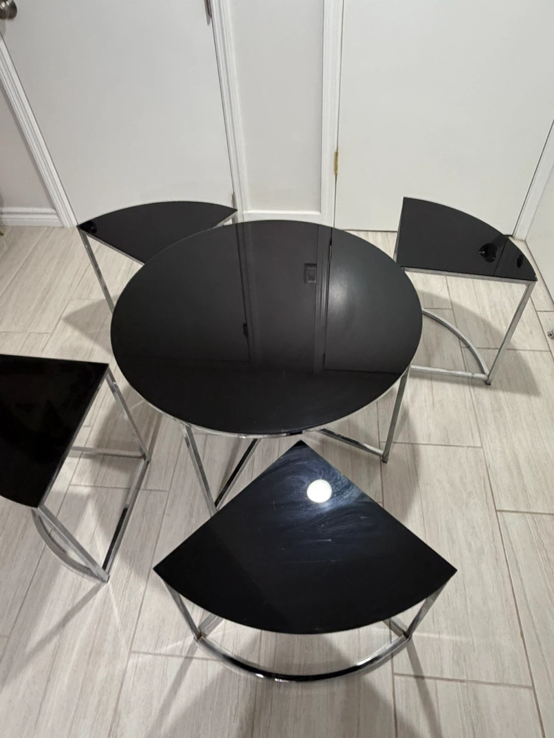 Black Glass Nesting Coffee Table Set - photo 2