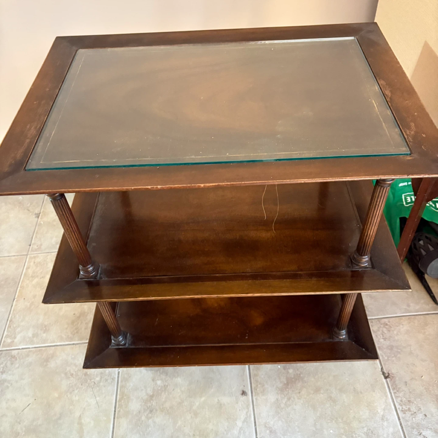 Three-Tier Side Table with Glass Top - photo 2