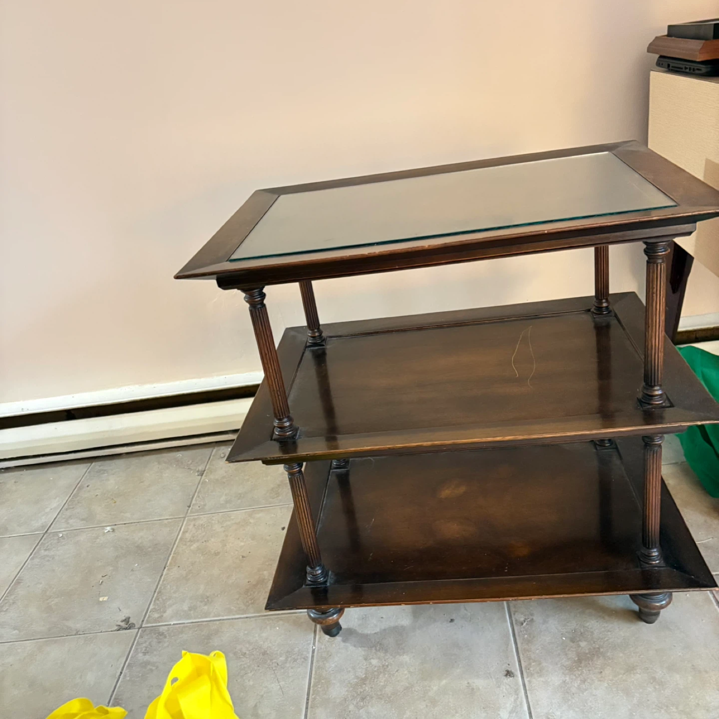 Three-Tier Side Table with Glass Top