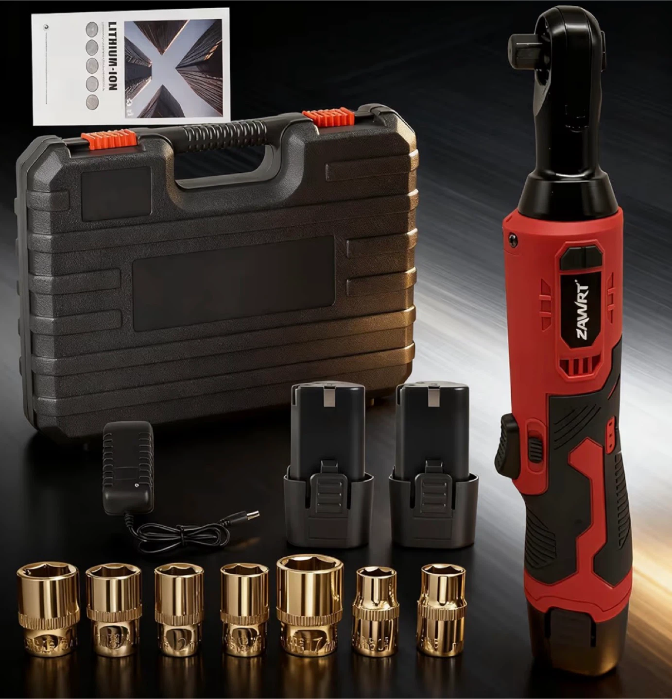 ZAWRT Lithium-Ion Ratchet Wrench Set with Case