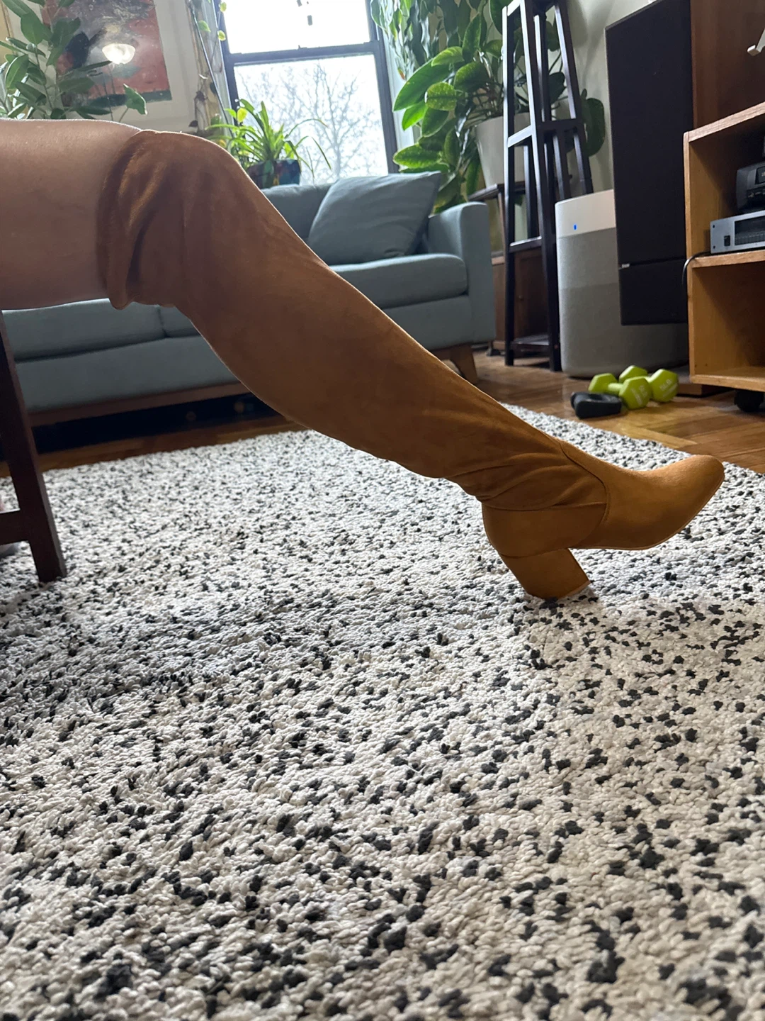 Halston Over-the-Knee Boots - Tan Suede