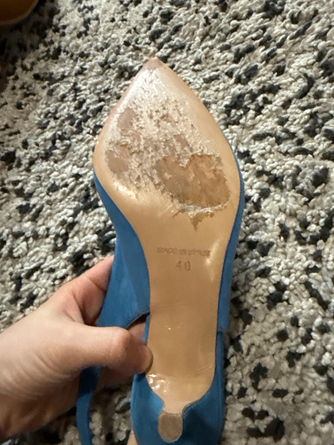 Keith Scarrott Blue Suede Slingback Heels Size 40 - photo 3