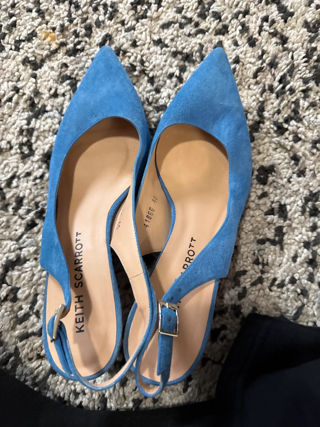 Keith Scarrott Blue Suede Slingback Heels Size 40