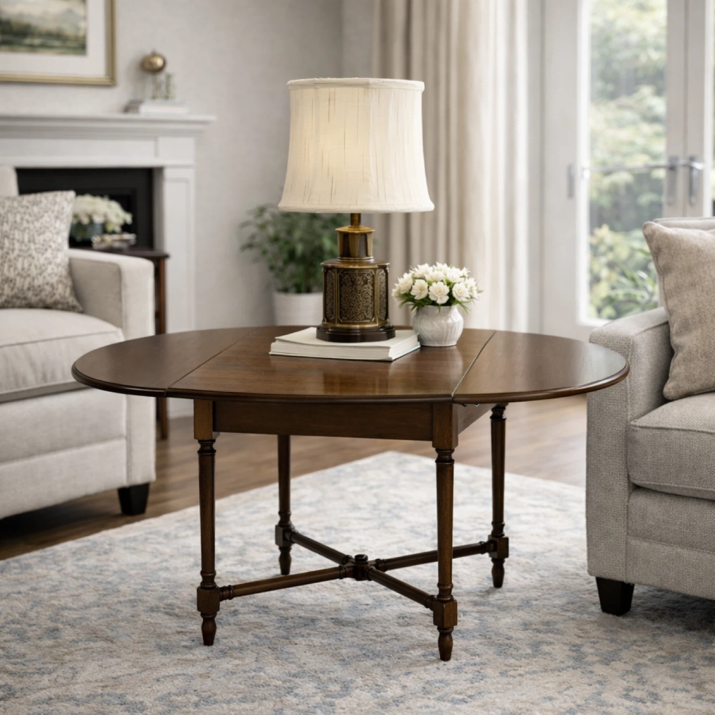 Drop Leaf Dining Table with lamp