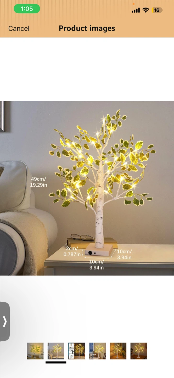 White Birch Fairy Light Tree Lamp - photo 2