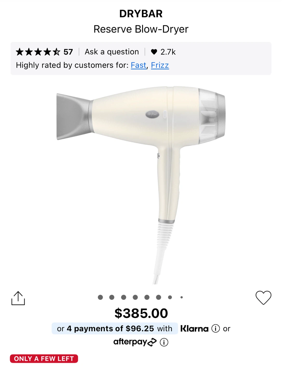 Drybar Reserve Ultralight Anti-Frizz Blow-Dryer (Brand New)