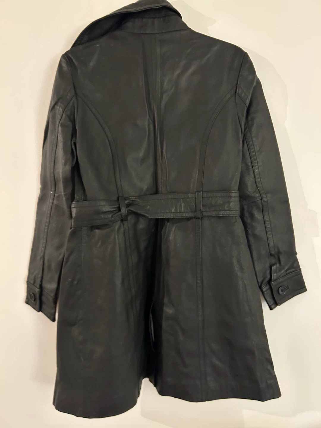 Black Leather Trench Coat - photo 3
