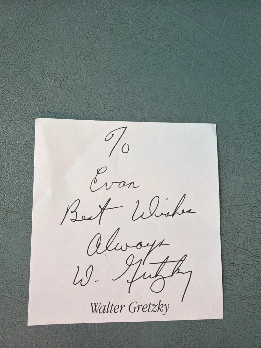 Autographed Note from Walter Gretzky
