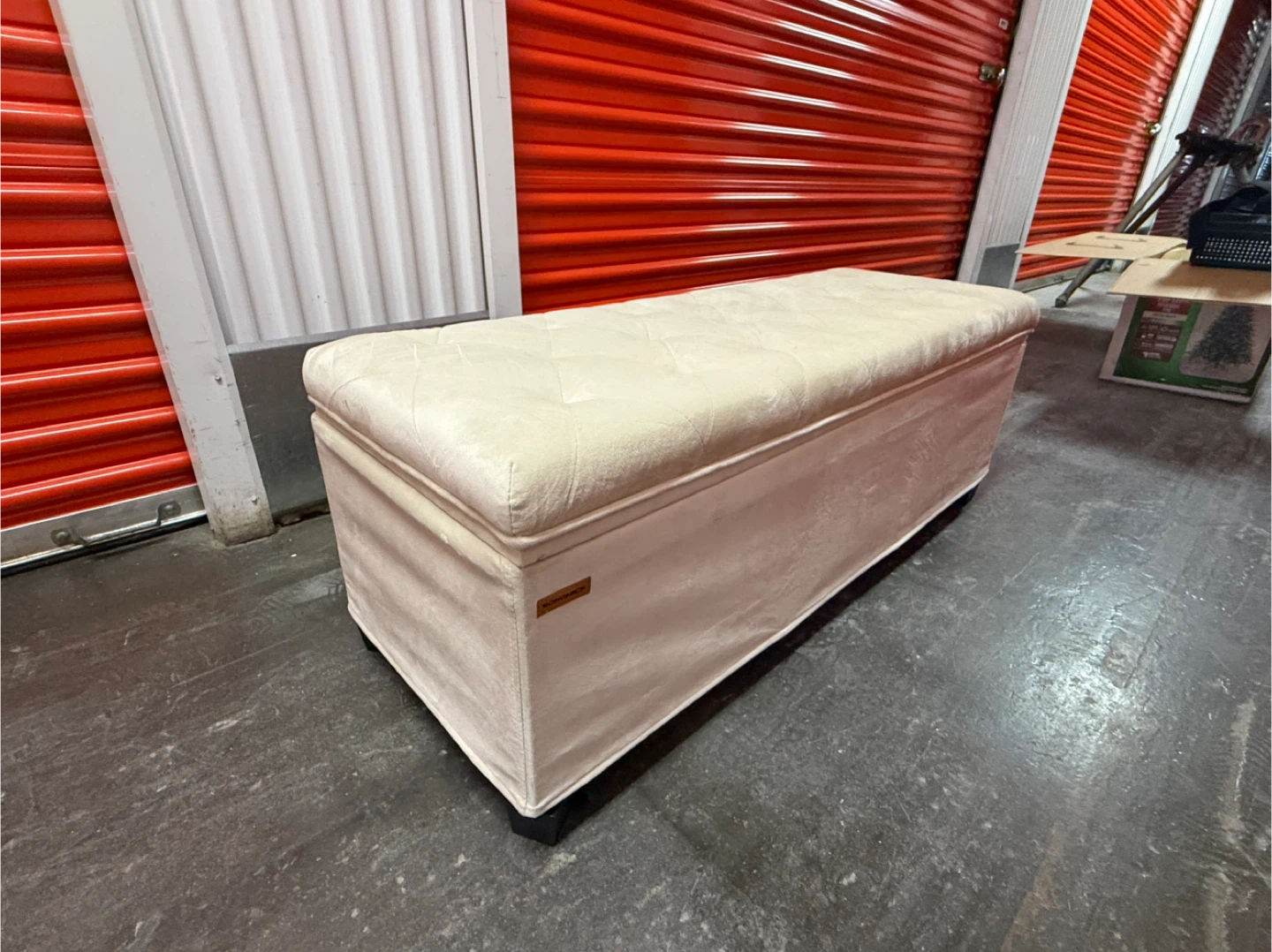 Tufted Storage Ottoman Bench - Cream - photo 4