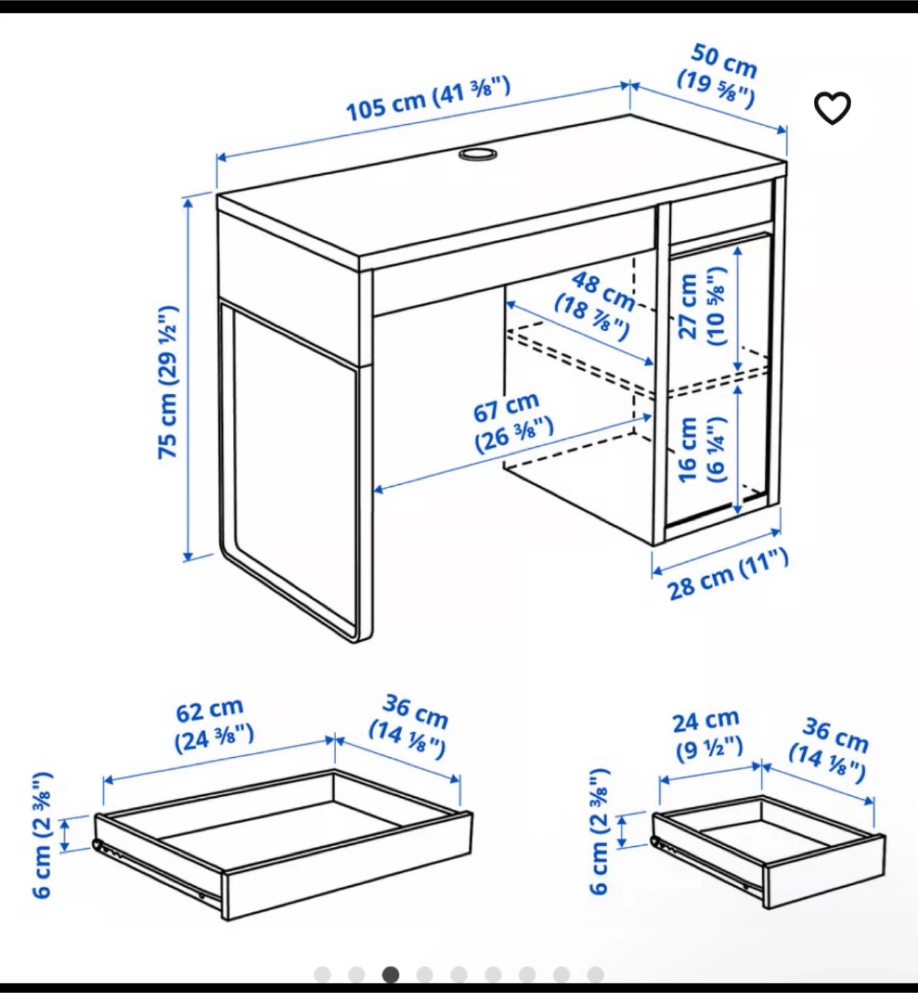 IKEA MICKE Desk - White with free chair - photo 4