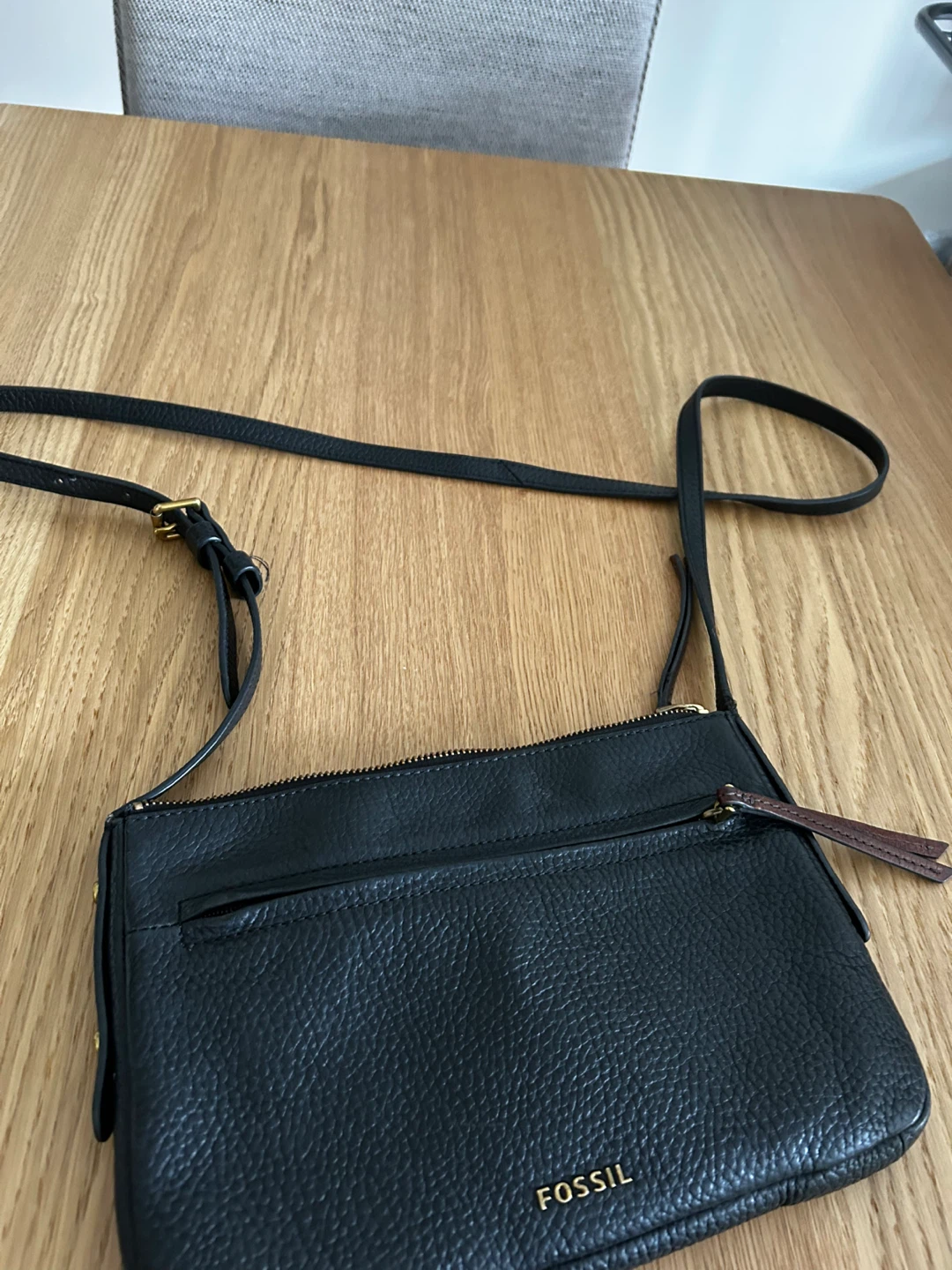 Fossil Black Leather Crossbody Bag