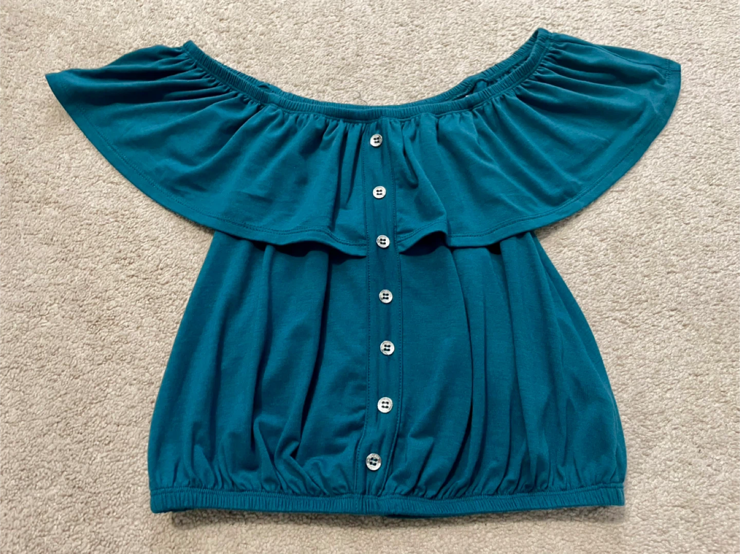 Guess Off-the-Shoulder Top - Teal - Size S