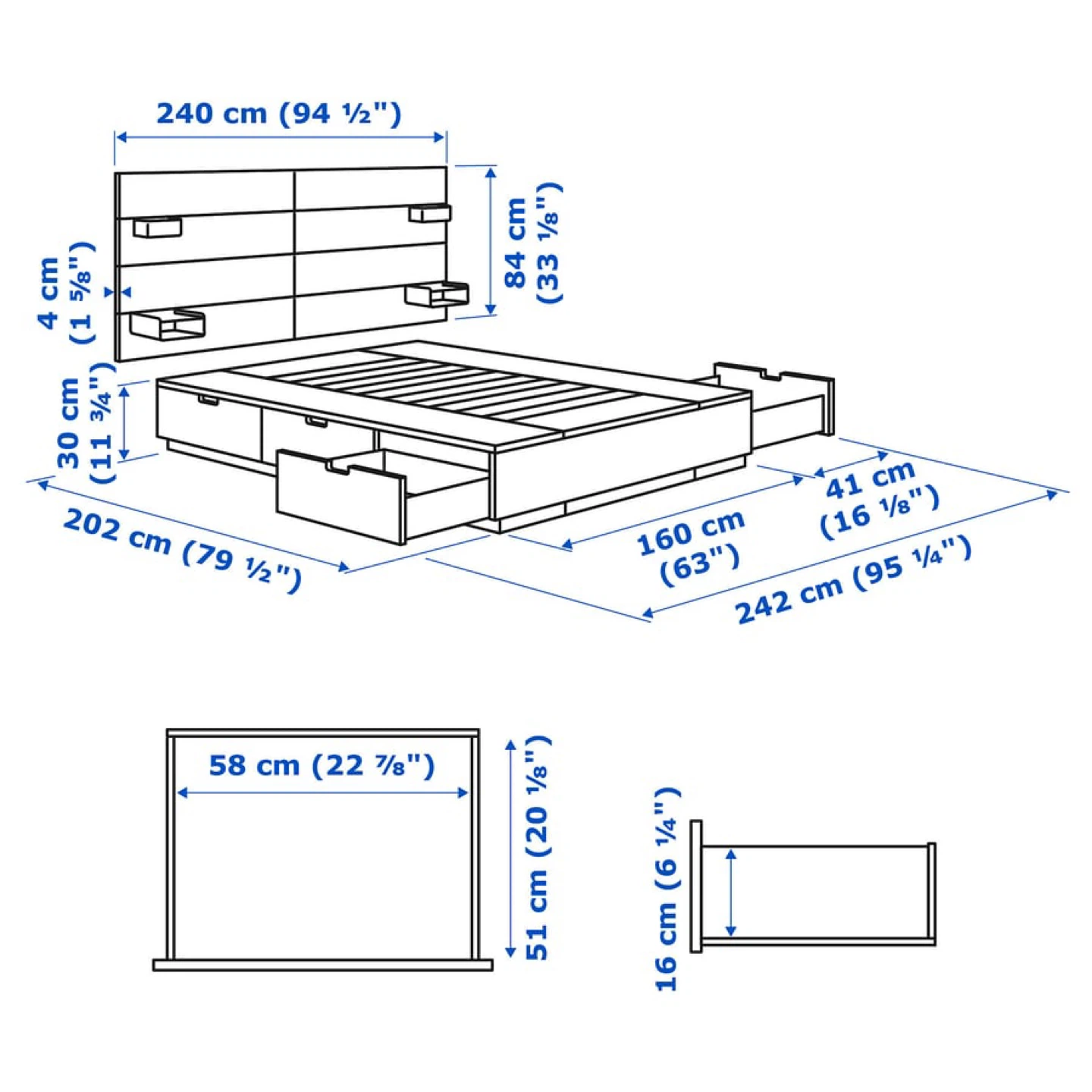 IKEA Bed with Storage Drawers and Headboard- $400 - photo 2