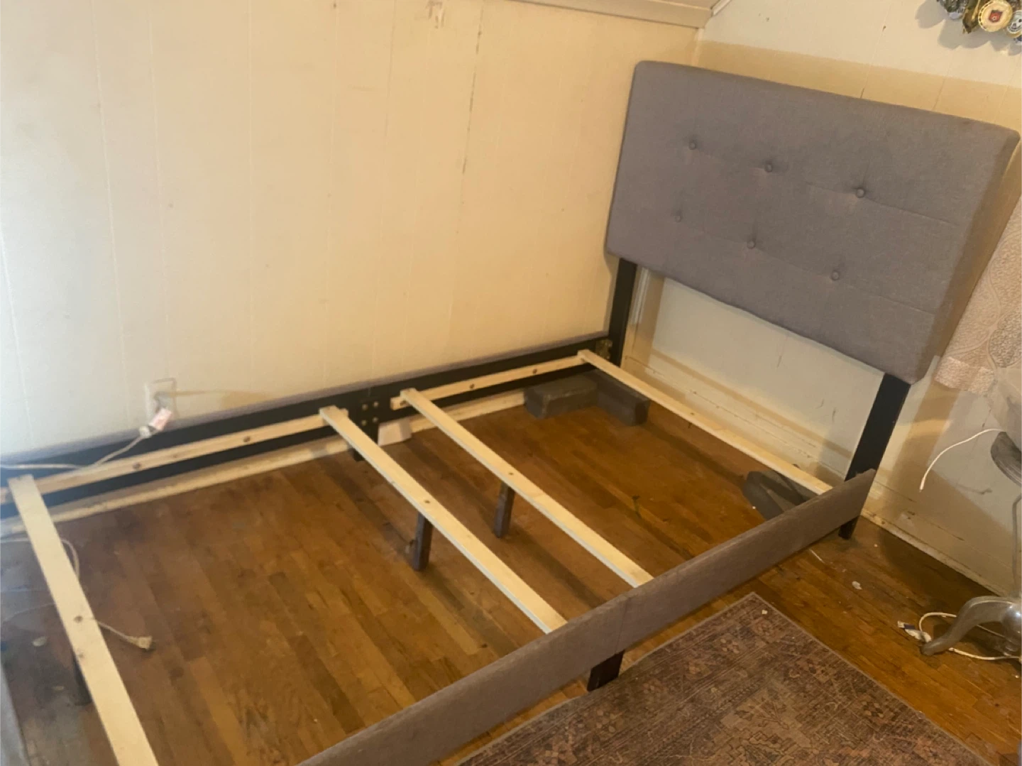 2 twin  grey Upholstered Bed Frame with Headboard