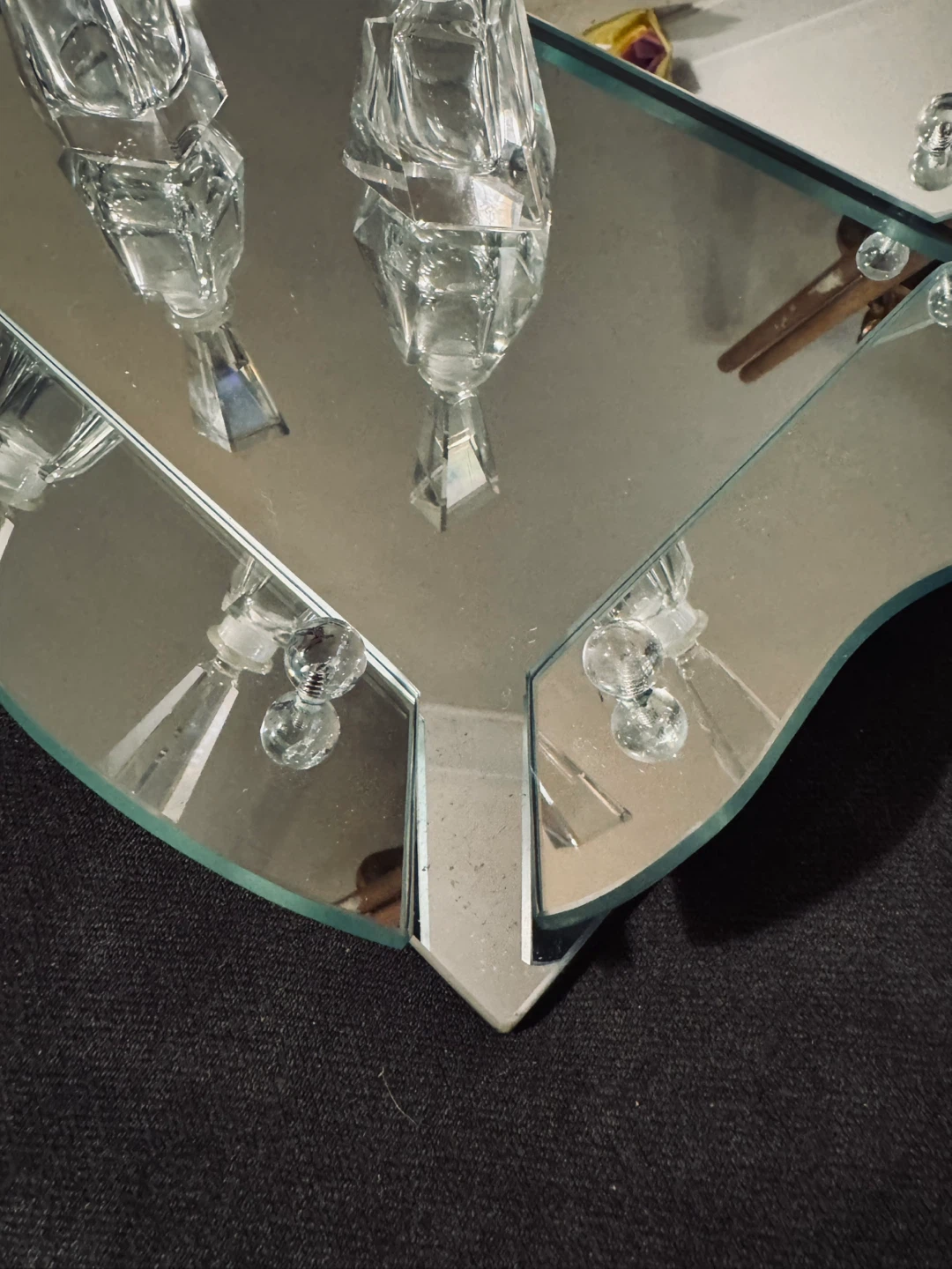 Vintage Mirrored Vanity Tray with Crystal Perfume Bottles - photo 4