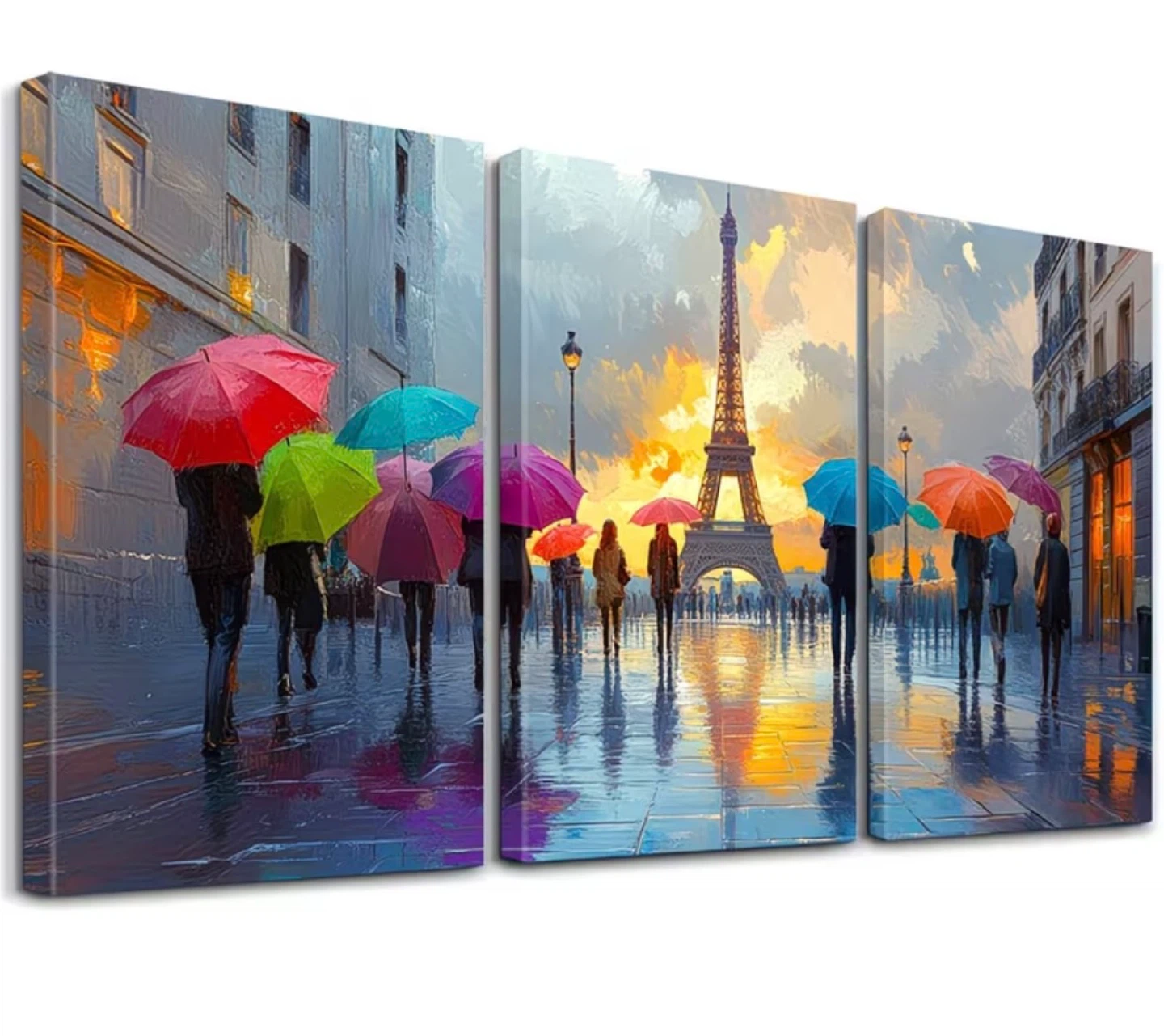 Parisian Street Scene Triptych Wall Art