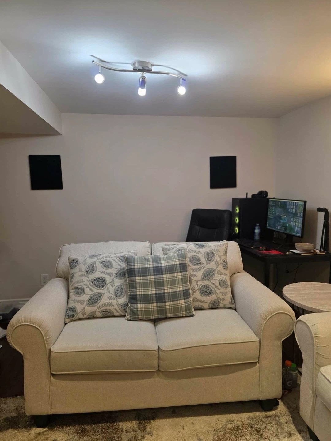 Beige Sofa with Decorative Pillows