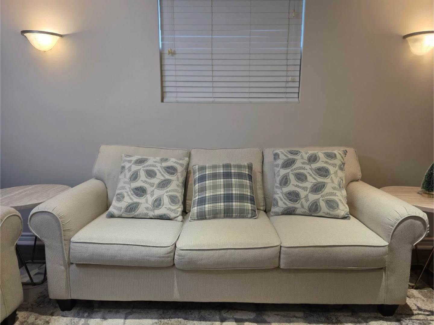 Beige Sofa with Decorative Pillows - photo 2