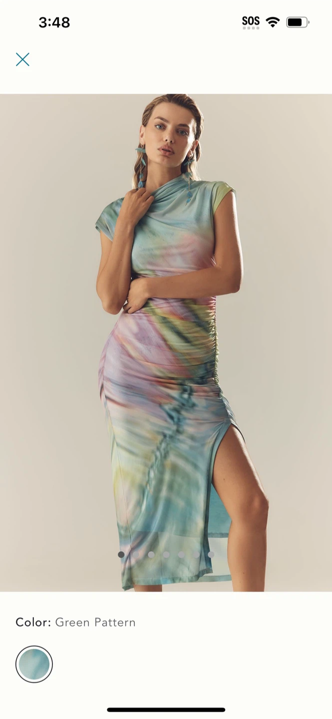 BNWT Anthropologie Maya Ruched Cowl-Neck Mesh Dress