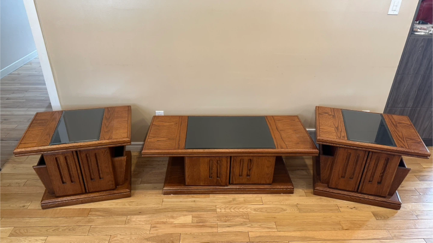Palliser Oak Wood Coffee Table & Side Tables Set (3-Piece)