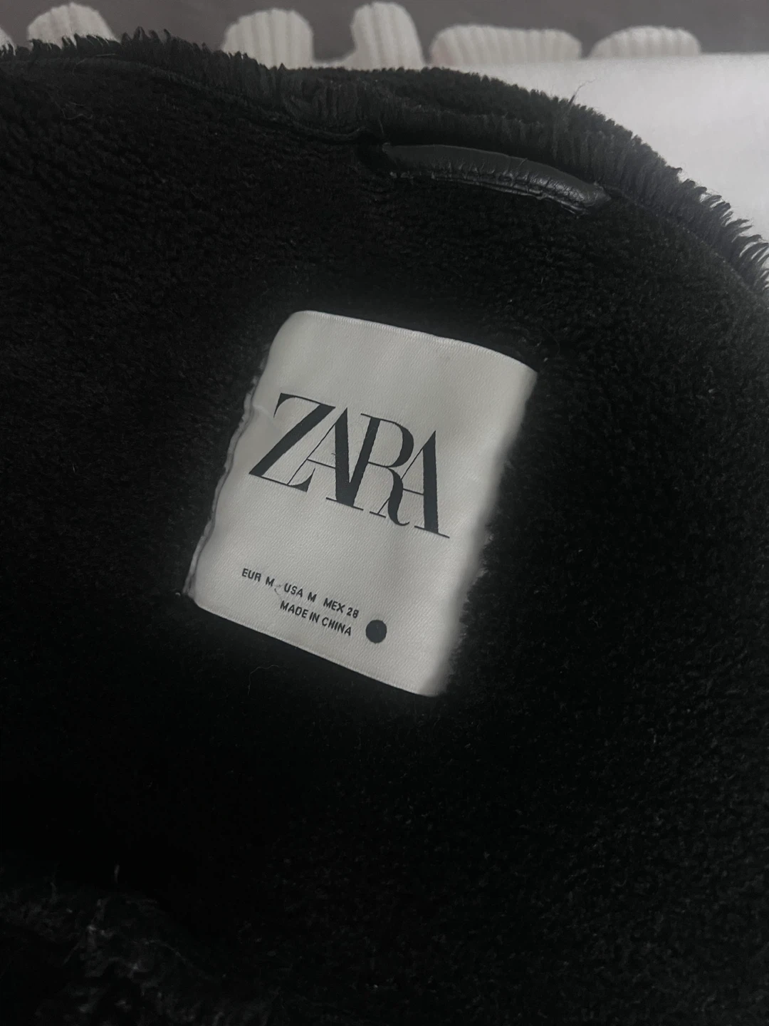 Zara Black Faux Fur Lined Aviator Jacket - Size Medium - photo 3
