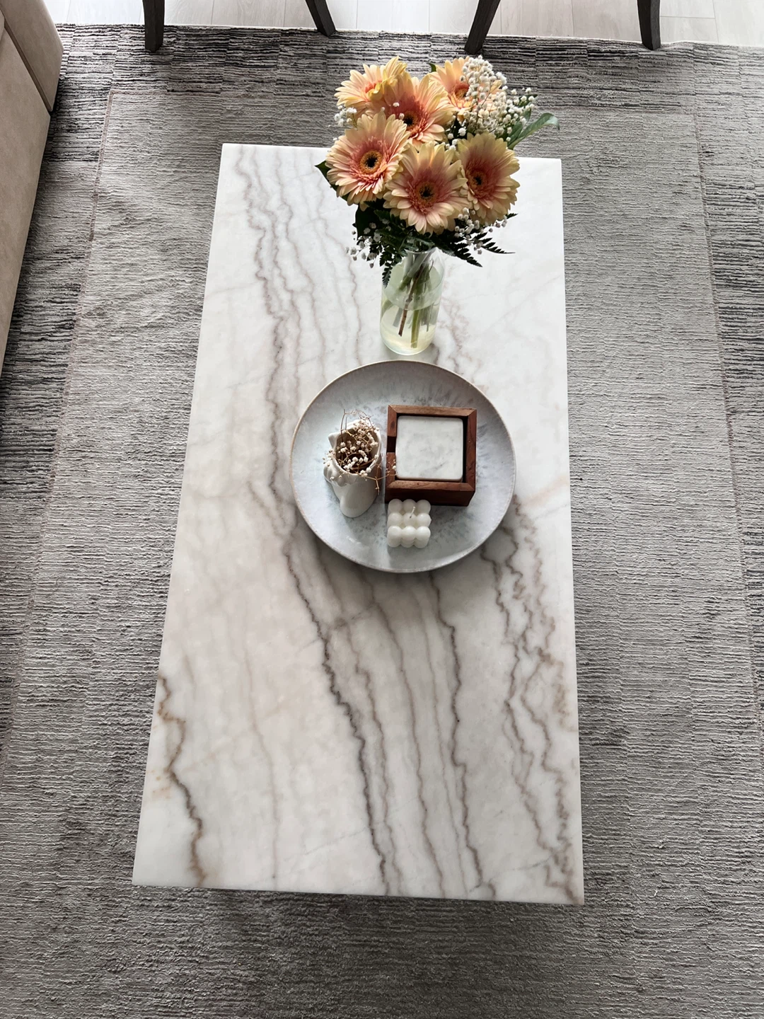 Marble Top Coffee Table and side table set with Gold Base - photo 2