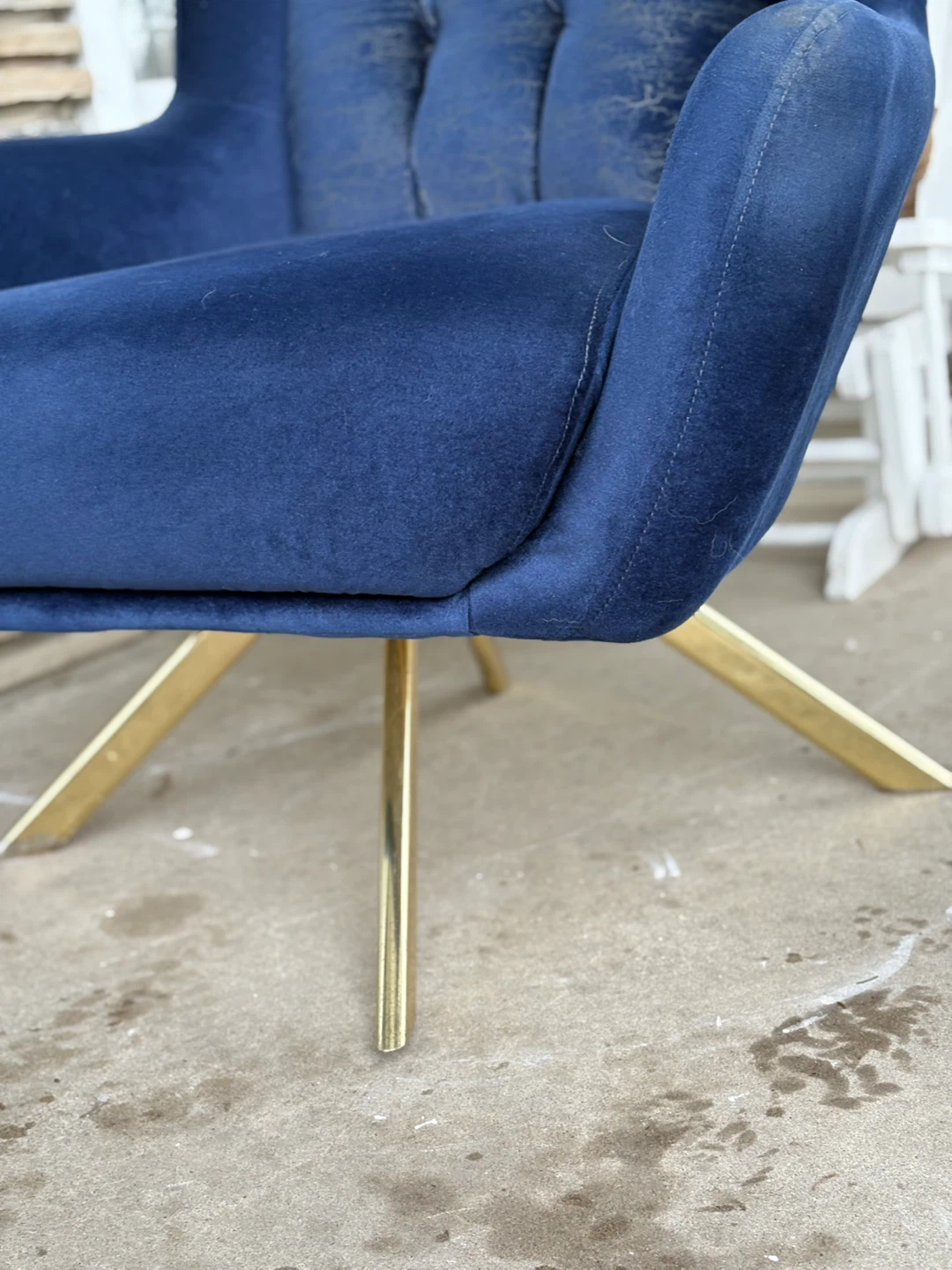Blue Velvet Wingback Chair with Gold Legs - photo 2