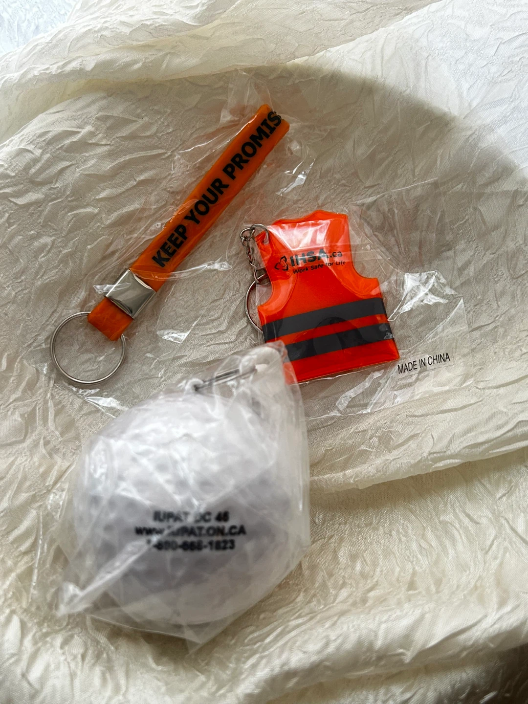 Orange Safety Keychain and Golf Ball Set