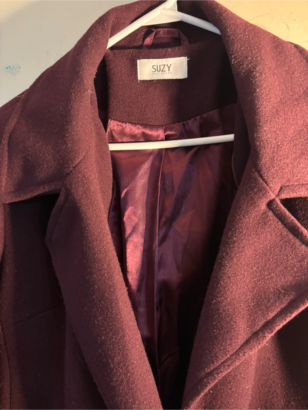 Suzy Shier Women's Burgundy Wool Blend Coat - Size L - photo 2