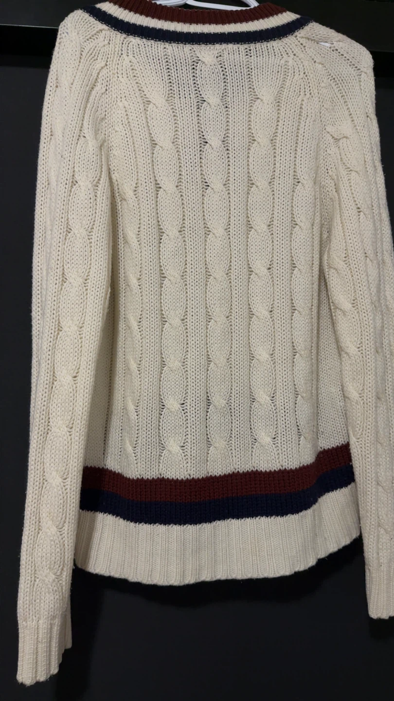 Lacoste V-Neck Cable Knit Sweater - photo 2