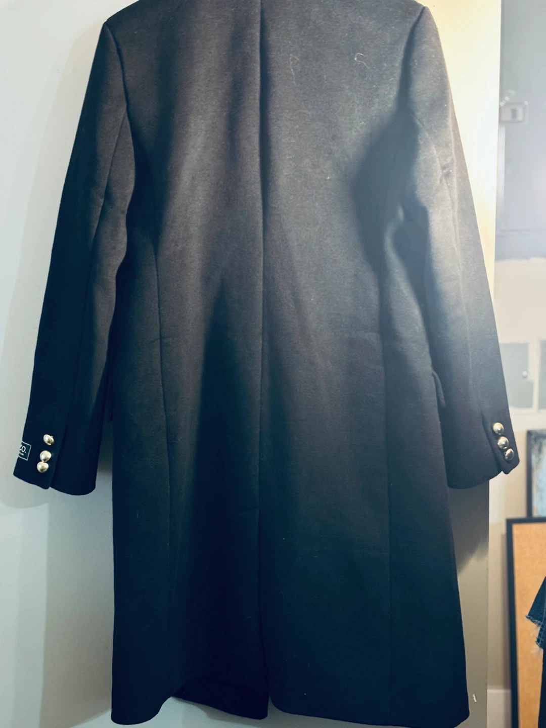 RW & CO. Black Double-Breasted Wool Blend Coat - Size M/M - photo 5