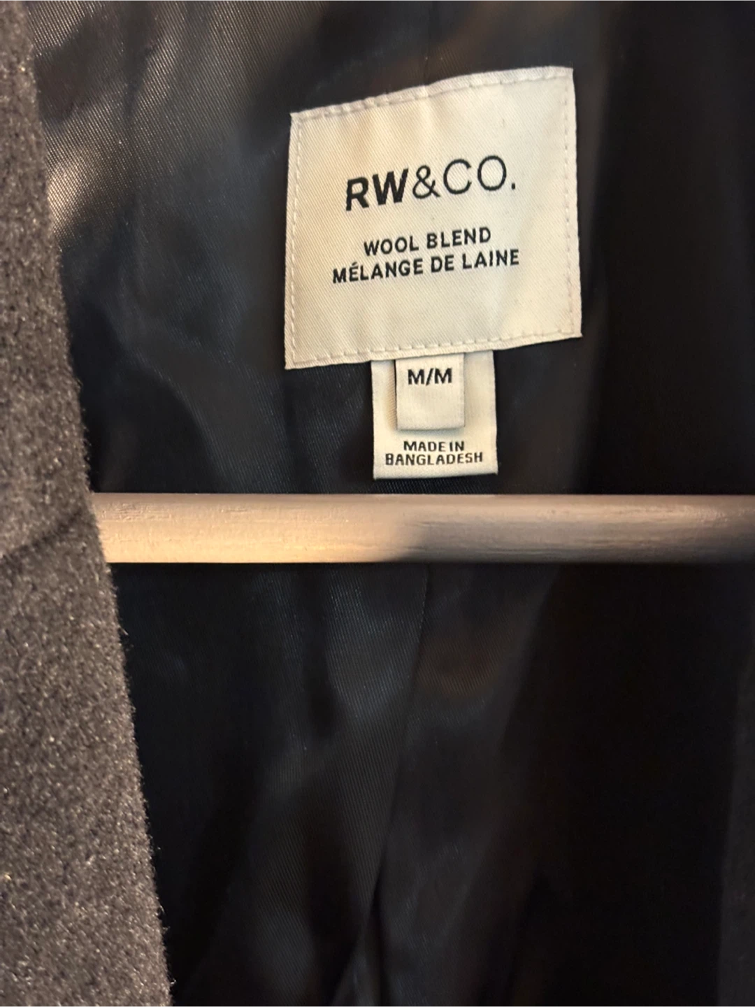RW & CO. Black Double-Breasted Wool Blend Coat - Size M/M - photo 2