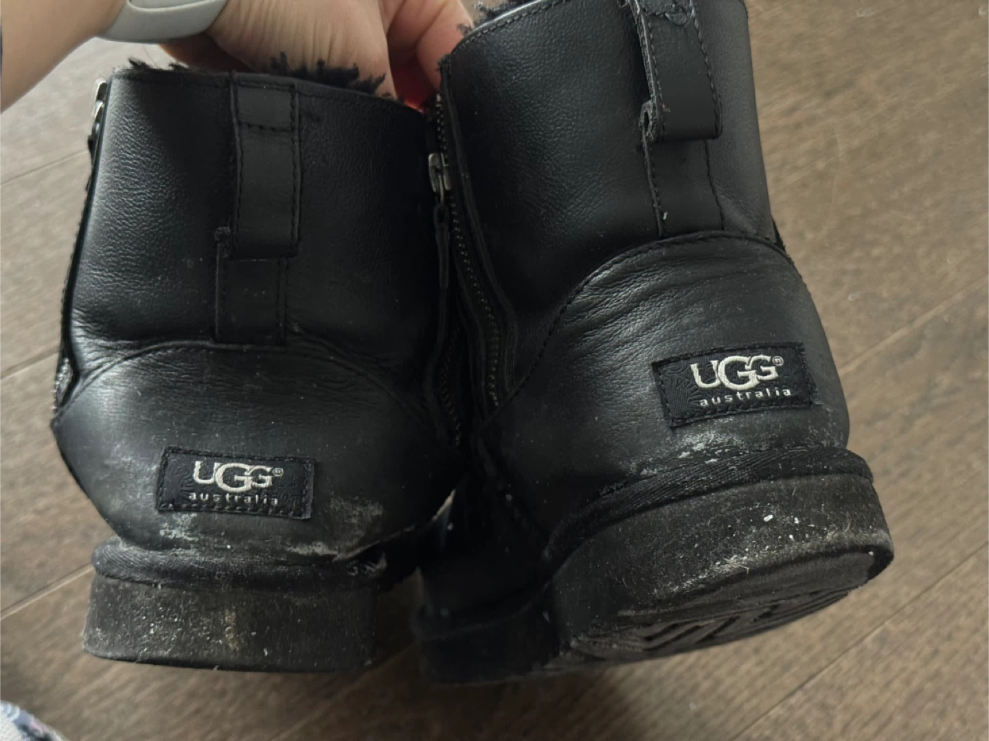 UGG Australia Black Leather Boots with Zippers - photo 2