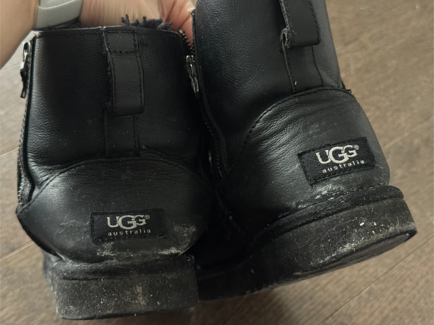 UGG Australia Black Leather Boots with Zippers - photo 3