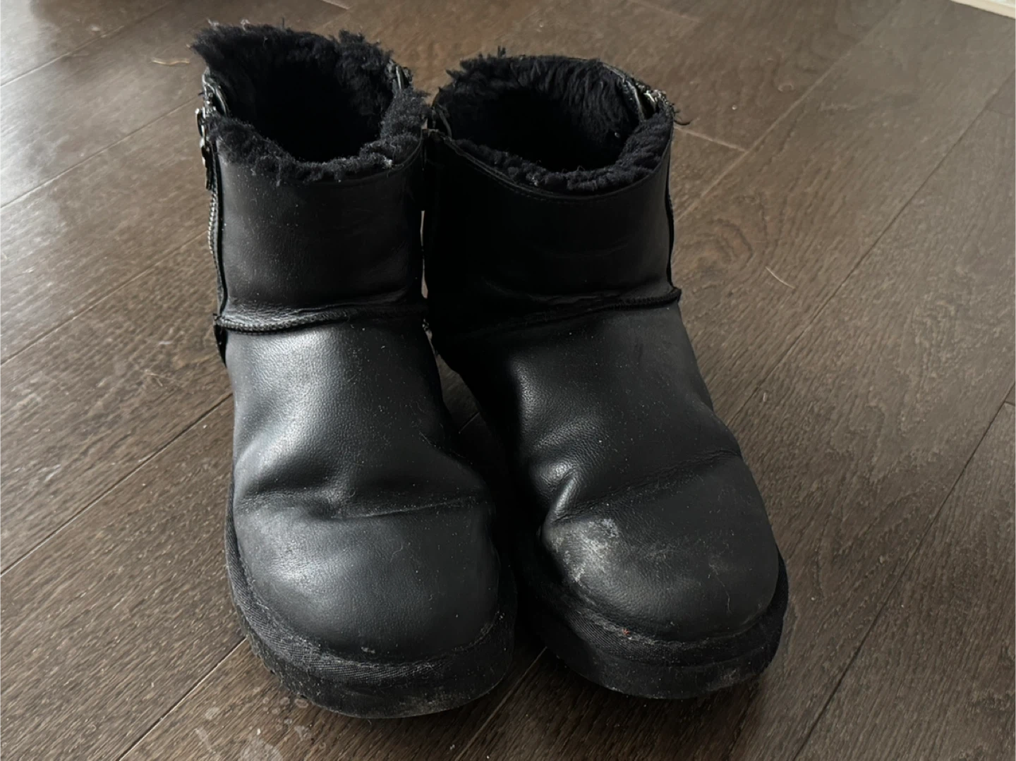 UGG Australia Black Leather Boots with Zippers