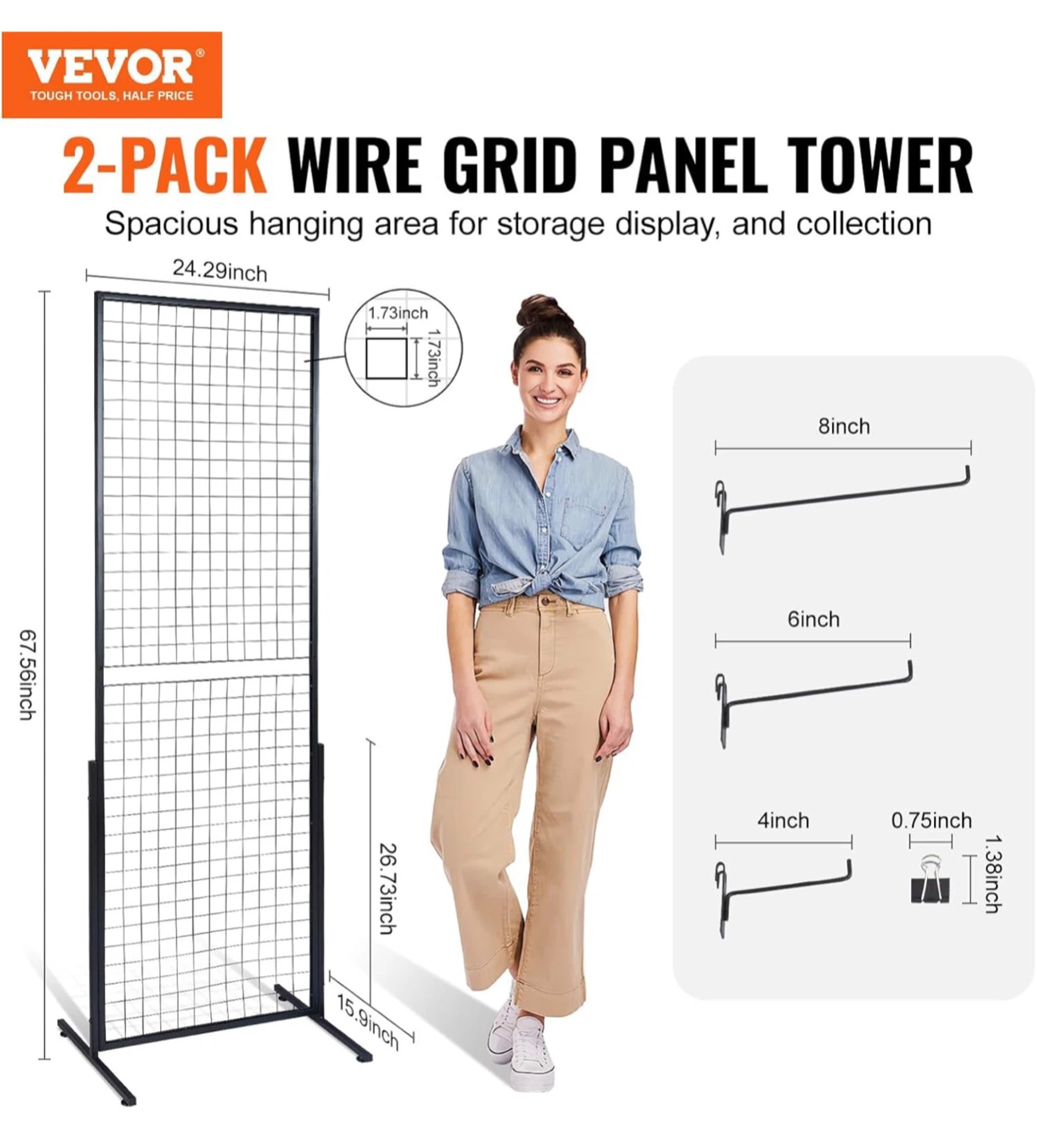 VEVOR 2-Pack Wire Grid Panel Tower Display Stands - photo 2