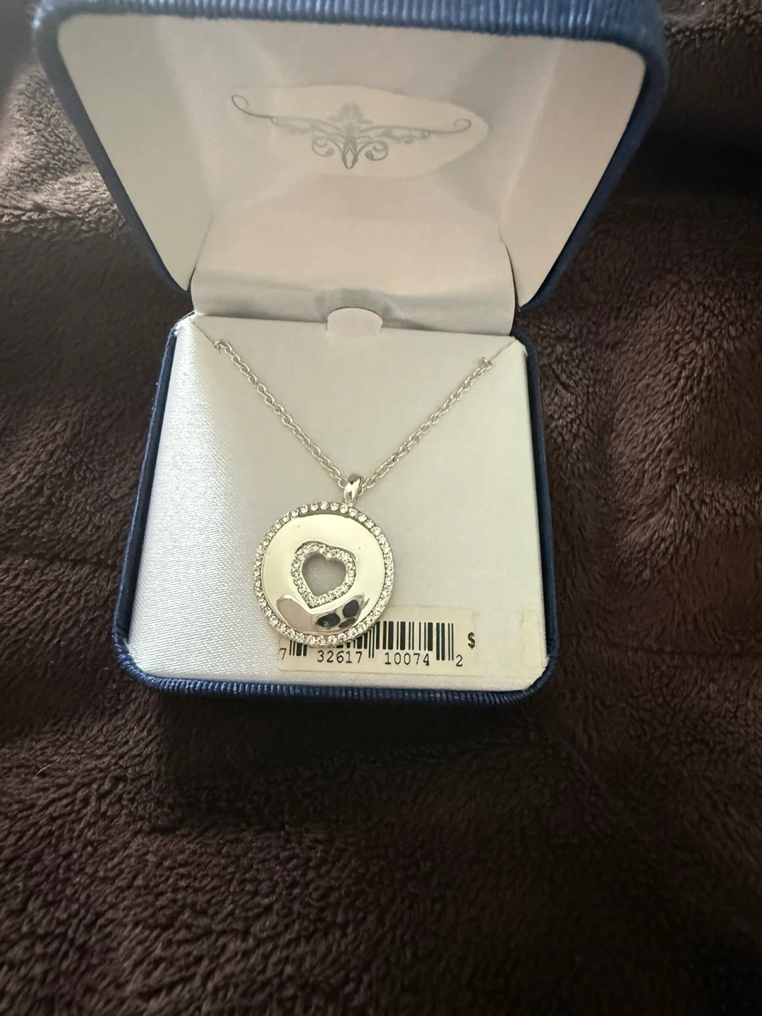 Silver tone necklace with heart pendant and crystal accents - photo 2