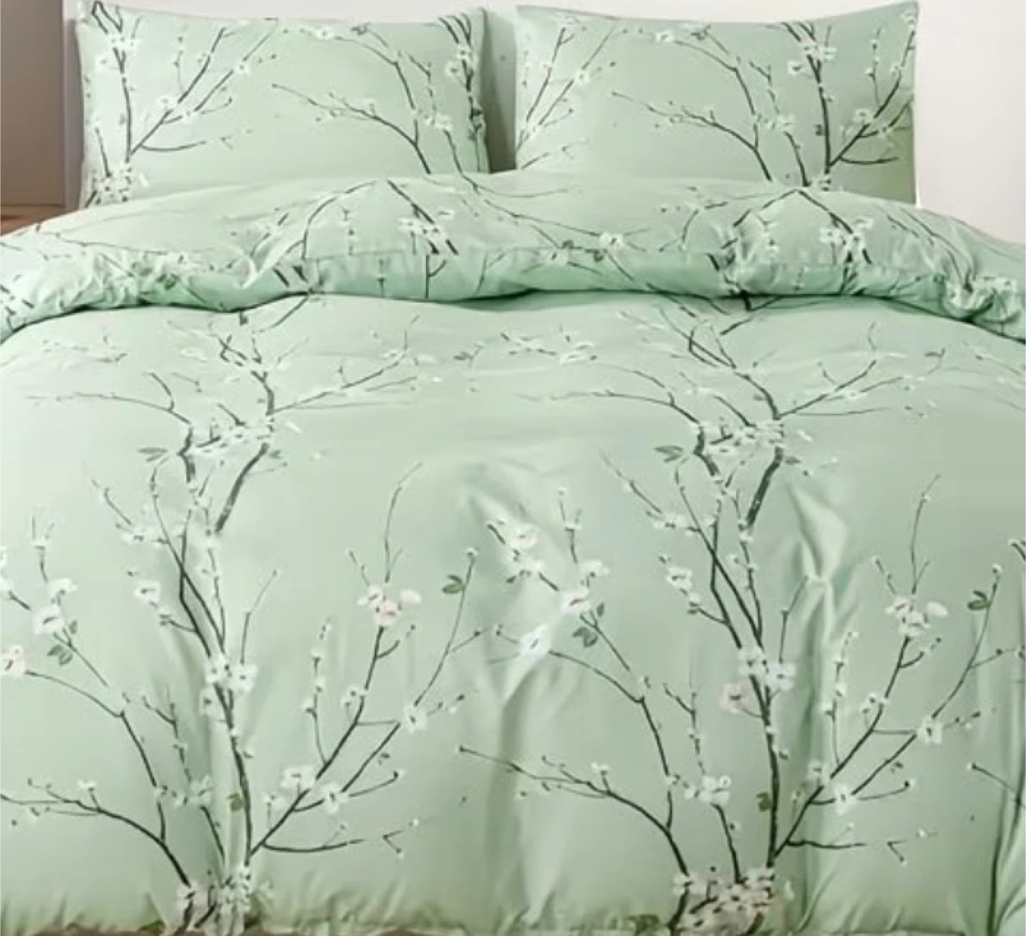 7 pieces Queen size bedding set- Light Green Duvet Cover Set