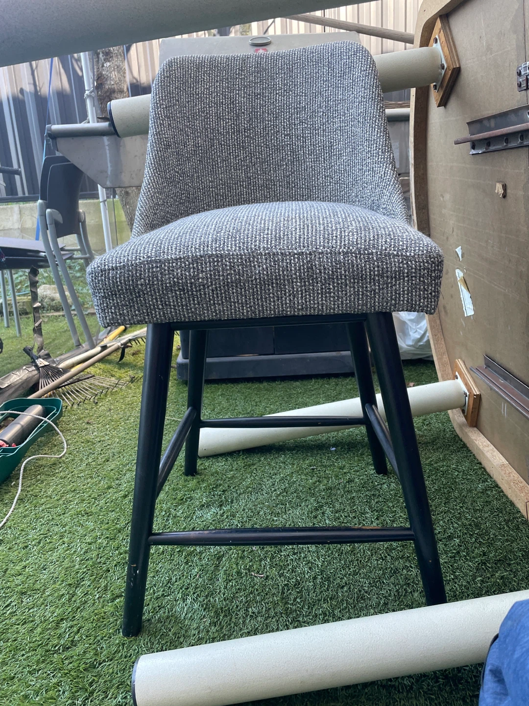 Grey Fabric Bar Stool with Black Legs - photo 2