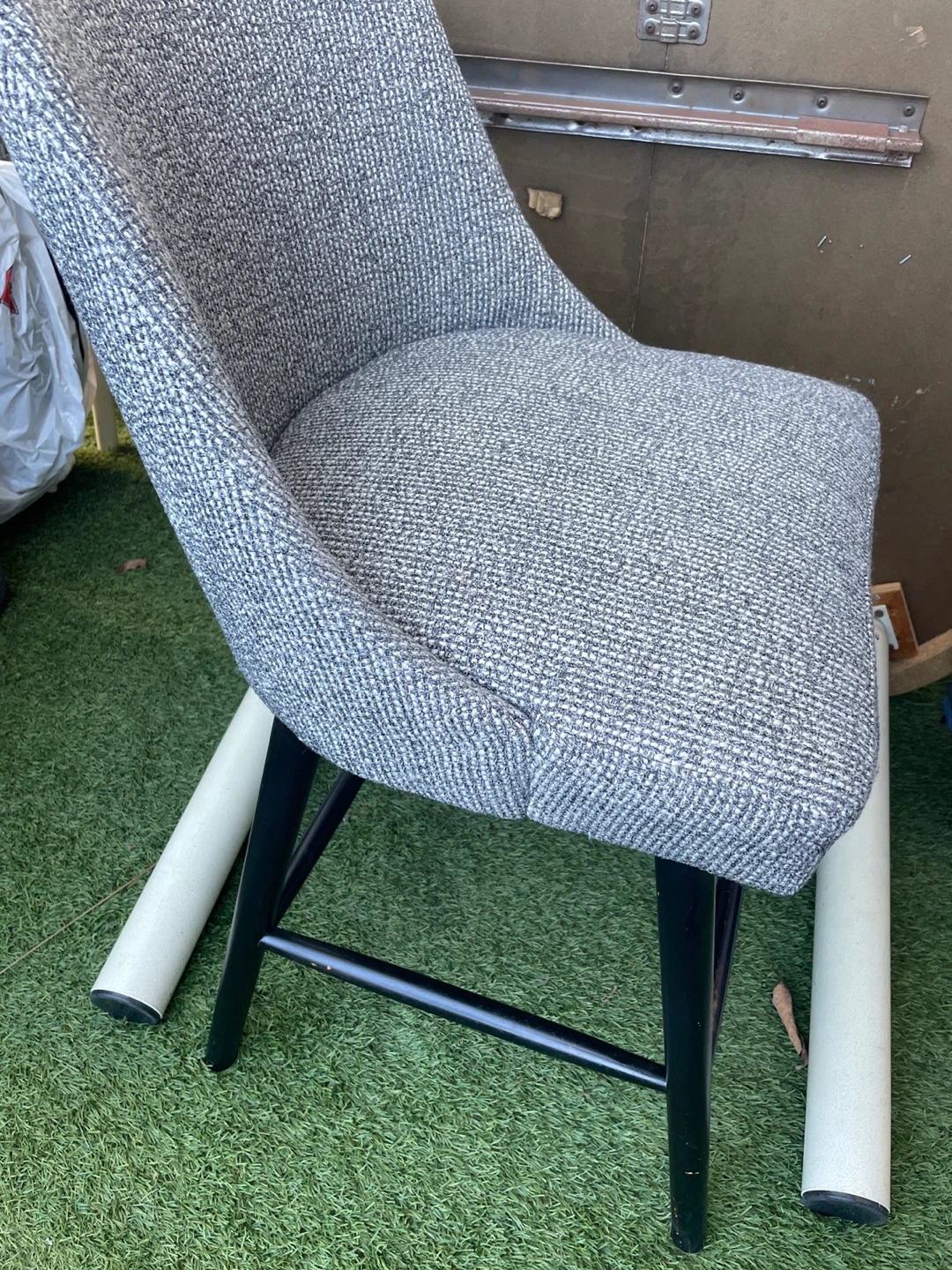 Grey Fabric Bar Stool with Black Legs