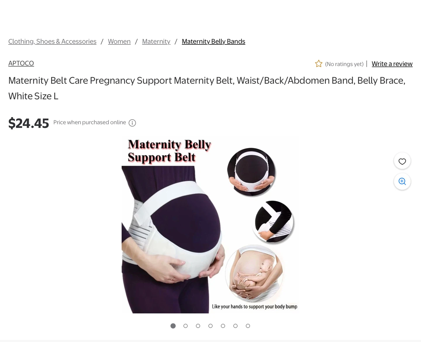Black Maternity Velcro Belly Support Belt - Size L - photo 3
