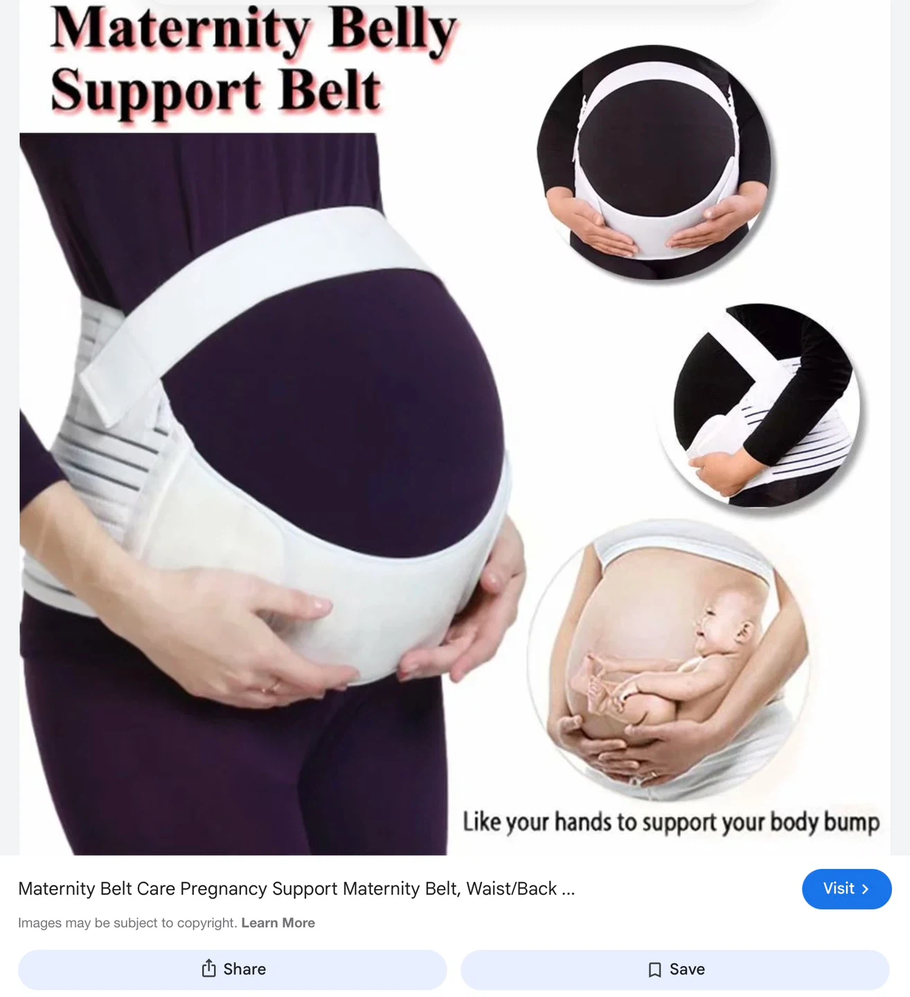 Black Maternity Velcro Belly Support Belt - Size L