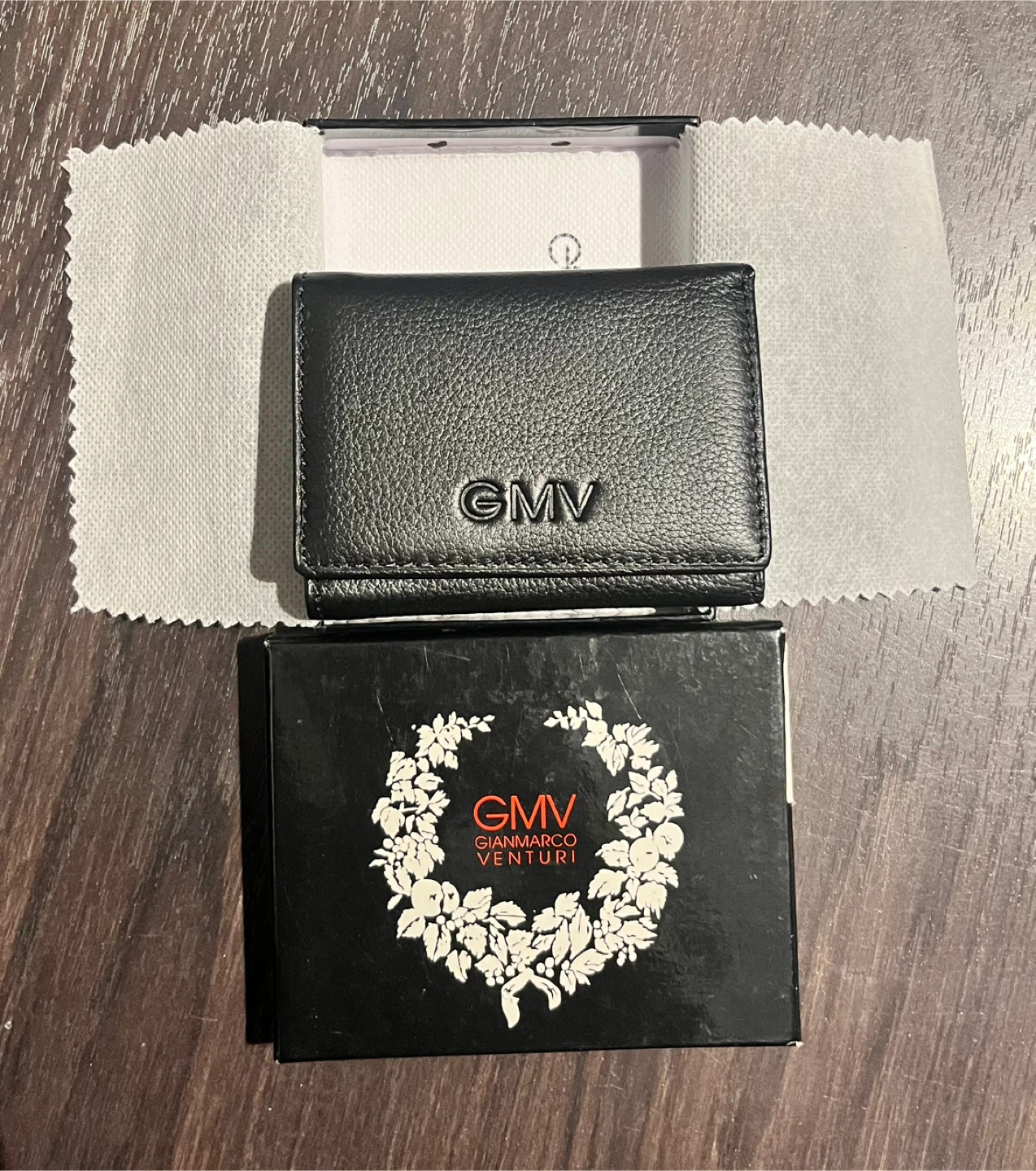 Gianmarco Venturi GMV Tri-Fold Wallet - Black Leather