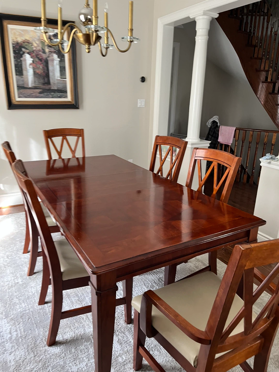 Wooden Dining Table with 6 Chairs